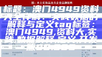 标题：澳门4949资科大全详解：实践数据的解释与定义 

tag标签：澳门4949, 资科大, 实践, 数据解释, 定义, 开发版90.989