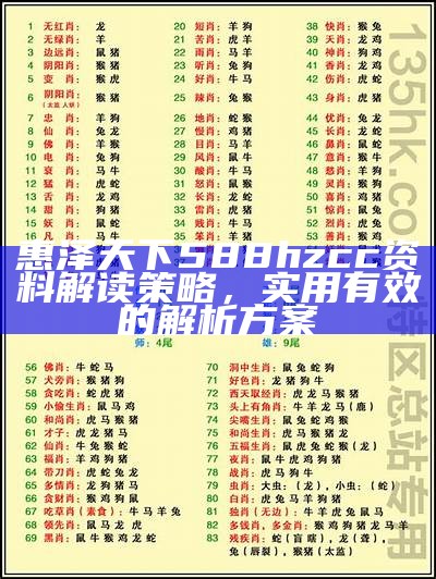 惠泽天下588hzcc资料解读策略，实用有效的解析方案