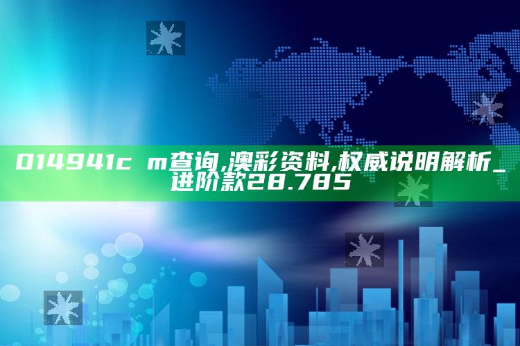 管家婆一码一肖资料大全，014941cσm查询,澳彩资料,权威说明解析_进阶款28.785