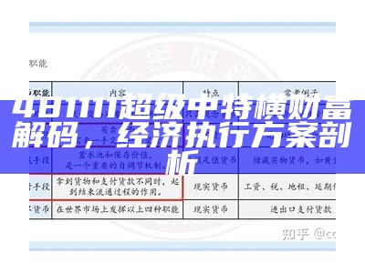 481111超级中特横财富解码，经济执行方案剖析