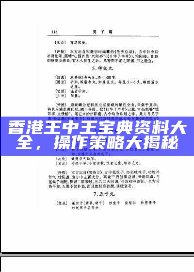 香港王中王宝典资料大全，操作策略大揭秘