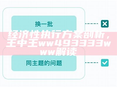 经济性执行方案剖析，王中王ww493333www解读