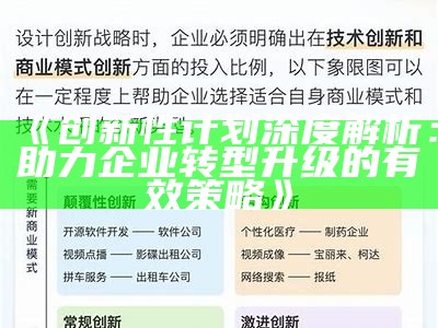 《创新性计划深度解析：助力企业转型升级的有效策略》