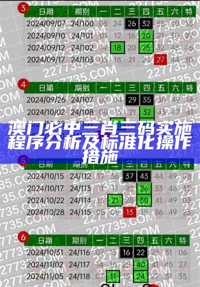 澳门必中三肖三码实施程序分析及标准化操作措施