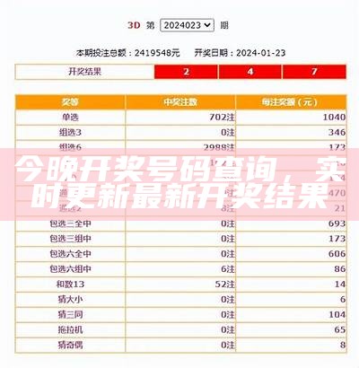 今晚开奖号码查询，实时更新最新开奖结果