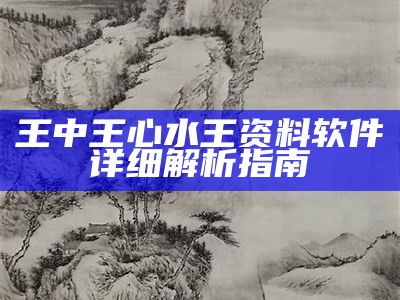 王中王心水王资料软件详细解析指南