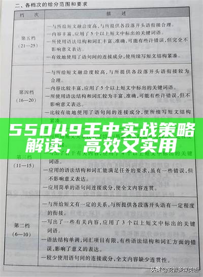 55049王中实战策略解读，高效又实用